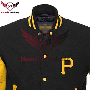 Logotipo personalizado lana Chenille bordado béisbol Pittsburgh Pirates hombres Varsity chaqueta Letterman al por mayor - Product Image 4