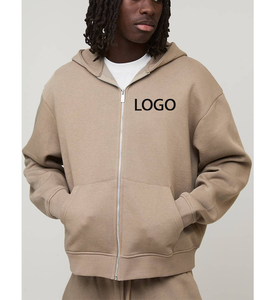 Sweat-shirts athlétiques populaires pour hommes, manches longues, poignets côtelés, design de marque personnalisé, sans cordon, en molleton de coton, épaules tombantes, veste à fermeture éclair - Product Image 1