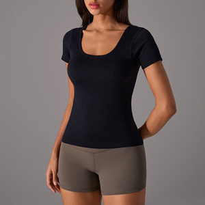 Camiseta Casual de Manga Corta para Mujer, Cuello Cuadrado, Todas las Temporadas, 100% Algodón, Transpirable, 220g, Color Sólido Personalizable - Product Image 6