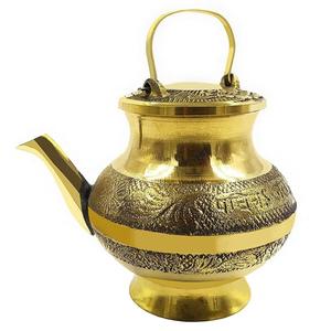 Lota de Latón Puro Vintage de Alta Calidad con Grabado y Acabado Pulido para Uso en la Cocina, Artículo de Cocina Árabe Antiguo - Product Image 2