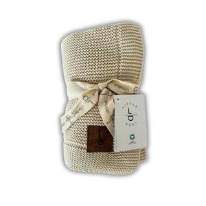 Couverture pour bébé tricotée en coton organique Alina Bleu-80x100 - Product Image 2