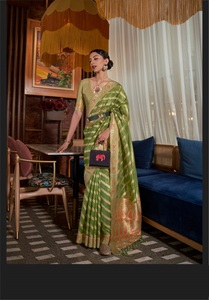 Sari en organza tissé deux tons Meenakari pour femme nouvellement lancé - Product Image 6