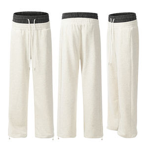 Pantalons de survêtement pour hommes en éponge française à taille double couche personnalisés vente en gros de pantalons pour hommes lavés 2025 - Product Image 1