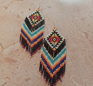 Pendientes de cuentas de semillas de flecos, pendientes de cuentas largas, pendientes de cuentas de semillas - Product Image 1