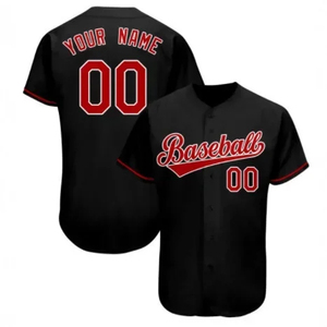 Maillot de baseball personnalisé avec logo et nom sur mesure, respirant, 100 % polyester, antibactérien et à séchage rapide, col en V pour homme - Product Image 2