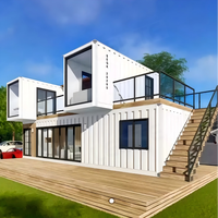 Maison intégrée en conteneur combiné équipée d'escaliers de terrasse spécialement conçus pour les cafés de camping