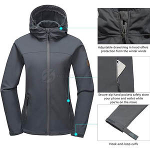 Chaquetas Softshell para Mujer de Marca Privada, Servicio OEM, Impermeables, Transpirables, Lisas, Teñidas, Ecológicas - Product Image 3