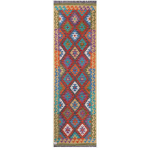 Alfombra Kilim de Maimana, Afganistán, 283 x 83 cm - Product Image 1