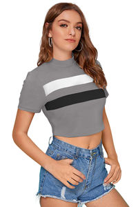 La última camiseta India exclusiva, Tops grises de punto a la moda para mujer, ropa regular cómoda, Tops cortos formales de Indian Boutique - Product Image 5