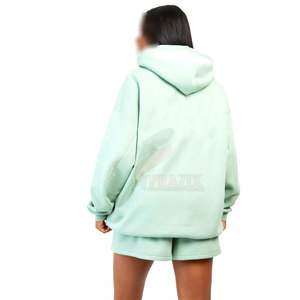 Conjunto de Sudadera con Capucha para Mujer de la Mejor Calidad, Fabricada en Fábrica, Cortavientos, Informal, con Patrón Sólido, Corta, 100% Algodón, Transpirable y de Secado Rápido - Product Image 3