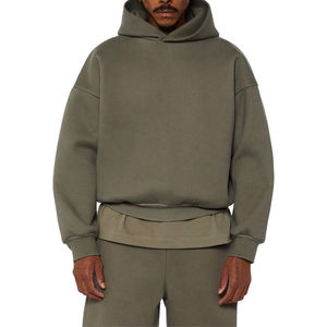 Wholesale Custom <b>Gym</b> <b>Tracksuit</b> 100% Cotton Solid Color Men <b>Tracksuit</b> Oversized Boxy Drop Shoulder Casualwear Men <b>Tracksuits</b> - Product Image 2