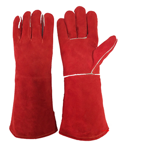 Gants de soudage en cuir de vache rouge à haute température XL de 14 pouces résistants à la chaleur anti-coupures anti-dérapants pour les travaux extérieurs - Product Image 3