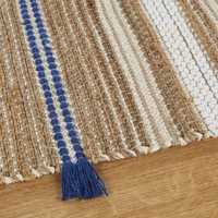 Modern Abstract Cotton Hallway Runner Rug with Tassels Woven Flat Pile Medium Thickness Antimicrobial Eco-Friendly Pet-Friendly