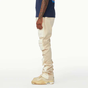 OEM Logo personnalisé Pantalons de survêtement évasés à poches cargo empilées de haute qualité pour hommes Pantalons cargo streetwear multi-poches personnalisés - Product Image 3