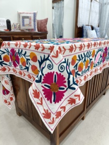 ผ้าคลุมโต๊ะปักลายเป็ดแบบดั้งเดิม aari ผ้าฝ้าย100% จานสีสดใส - Product Image 4
