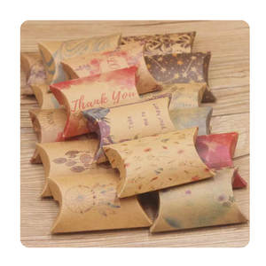 Caja de regalo de papel Kraft almohada caja de dulces Paquete de boda de grageas Baby Shower Regalo de Cumpleaños galletas tuerca cajas de embalaje - Product Image 1