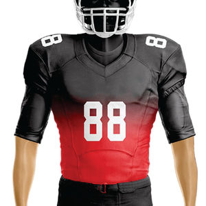 Uniforme de football pour hommes mélange noir et rouge maillot de football américain pantalon ensemble personnalisé sublimé sergé durable - Product Image 2