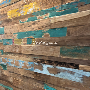 Paneles de Pared de Teca Reciclada de Estilo Clásico Moderno, Insonorizantes, Impermeables, con Diseño de Patrón Geométrico, para Entretenimiento en el Hogar y Villas - Product Image 2