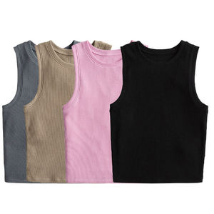 Débardeur court sans manches en coton biologique tricoté respirant pour femme, écologique et personnalisable - Product Image 1
