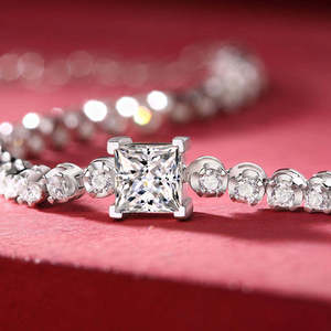 Pulsera de tenis de moissanita de diamante cuadrado de 1 quilate, pulsera de plata de ley 925 con eslabones de plata personalizada, gran oferta, joyería fina - Product Image 6