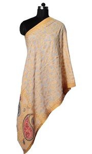 Dernière arrivée de qualité supérieure 100% soie Kani bordure de coupe longue étole solide imprimé Design pour la saison d'hiver bon prix - Product Image 5