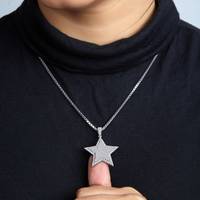 Pendentif Étoile en Argent Sterling 925 avec Zircon Cubique AAA Scintillant, Bijou Céleste Hip Hop Bling Plaqué Or 18K, Breloque Étoile Chrétienne