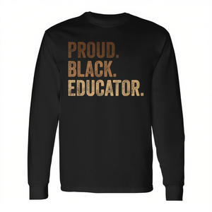 T-shirt a maniche lunghe African Pride Black History, T-shirt promozionale per educatori neri orgogliosi - Product Image 2