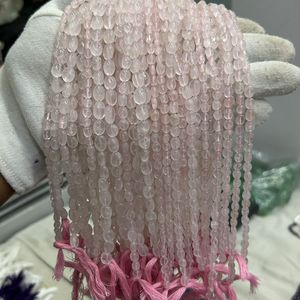 Cuentas Heishi lisas de cuarzo rosa, hebras de cuarzo rosa plano Natural para la fabricación de joyas, línea de neumático liso, forma de neumático, piedras preciosas sueltas - Product Image 4