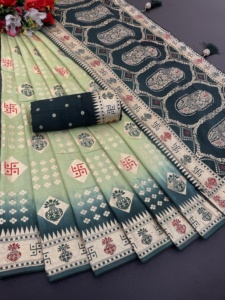 Nuevo lanzamiento Dola tela de seda Sari viscosa pesada Zari tejido para ropa de boda floral étnica - Product Image 5