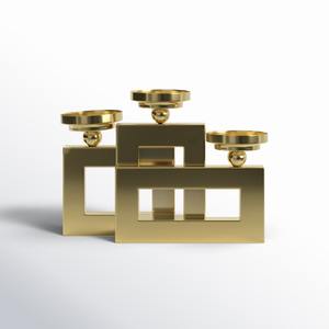 Portavelas de Aluminio Dorado de Lujo, Personalizable, Moderno, Geométrico, Decoración Navideña y para Bodas, Hecho a Mano, Ecológico, Cuadrado - Product Image 2