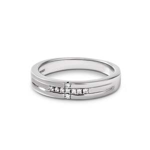 Jeulia Vintage Round Cut Sterling <b>Silver</b> Men's Wedding Band with Natural Zircon - Product Image 1