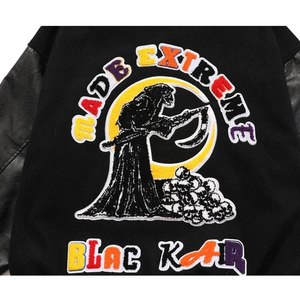 Vente en gros de vestes Letterman Varsity personnalisées Écusson de baseball en laine avec broderie et col montant Équipe d'hommes de style punk - Product Image 2