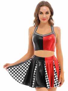 Costume de pom-pom girl personnalisable avec détails scintillants en strass élégants uniformes en Spandex durables - Product Image 3