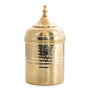 โถเก็บของทรงกระบอกแบบดั้งเดิมทำจากโลหะตีขึ้นรูปสีทอง พร้อมฝาปิดตกแต่ง เกรดสำหรับอาหาร ปลอดภัยสำหรับเครื่องล้างจาน และปิดผนึกอย่างแน่นหนา - Product Image 2