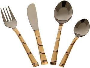 Vaisselle indienne avec logo personnalisé Service de table traditionnel en acier inoxydable et en cuivre, 1 assiette Thali, 5 bols, 1 verre et 1 cuillère - Product Image 5