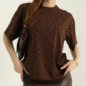 Camiseta de Mujer 100% Algodón, Logotipo de Marca Personalizado, Camiseta de Mujer con el Mejor Diseño, Estilo Más Nuevo, Camiseta de Manga Corta para Mujer - Product Image 1