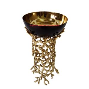 Porte-encens décoratif élégant au fini or avec support de branche de feuille Décor de table parfait Brûleur Bakhoor à un prix abordable - Product Image 3