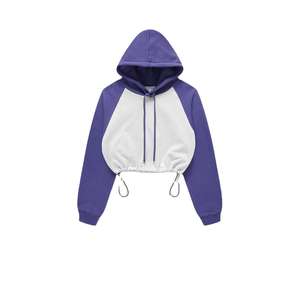 Mode féminine solide vierge à capuche à manches longues polaire chaud haut court à capuche Streetwear Design avec logo avant pour toutes les saisons - Product Image 6