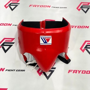 Ensemble de protection d'entraînement de boxe en cuir de vache véritable rouge, le plus vendu : Gants de boxe, protège-tête et protège-guêtres pour le sparring - Product Image 5