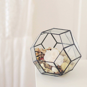 Premium Quality Design Brass Border Black Coated Clear Glass <b>Geometric</b> <b>Terrarium</b> Custom Size Tabletop Decoration Home Office - Product Image 1