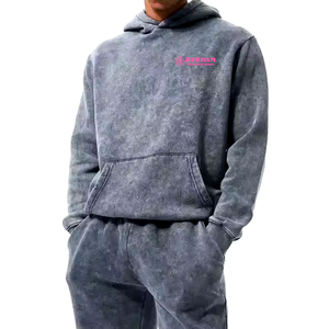 Survêtement unisexe en polaire 100 % polyester Behram International, délavé à l'acide, 450 GSM, effet vieilli, idéal pour l'hiver, décontracté, sur mesure, pour le jogging - Product Image 2
