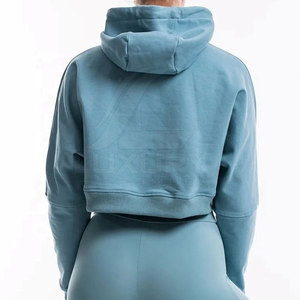 2025 <b>Winter</b> Breathable Women's Hooded Crop <b>Top</b> Hoodies Front Logo Casual Workout Wholesale - Product Image 2