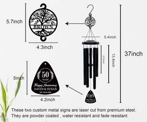 Regalo personalizado de carillón de viento de aniversario con letreros de metal cortados con láser Regalo de boda de Navidad para parejas - Product Image 5