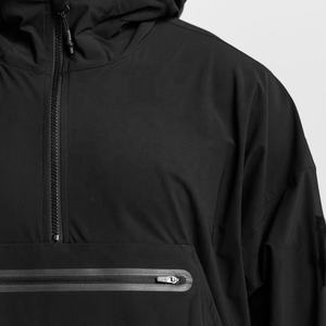 Veste en polyester recyclé tissé coupe-vent à fermeture éclair quart, résistante à l'eau, motif uni, teinture unie pour la saison de printemps - Product Image 4