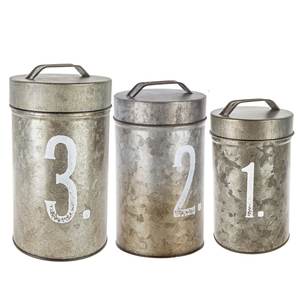 Metal Galvanized Grey <b>Storage</b> Container Wooden Metal Galvanized Handmade Luxury Design Metal armhouse <b>Kitchen</b> <b>Tin</b> Canister - Product Image 6