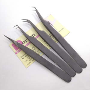 Pinzas para Pestañas de Plasma Negras de Calidad Duradera, Pinzas Personalizadas para Pestañas de Marca Privada, Pinzas para Extensión de Pestañas Curvas en C de 45 y 90 Grados - Product Image 4