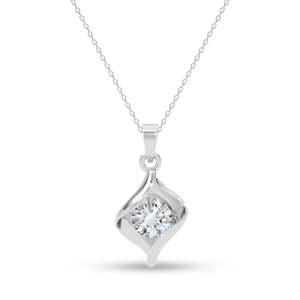 Pendentif géométrique en diamant plaqué rhodium, platine ou or rose (blanc/or) - Product Image 1