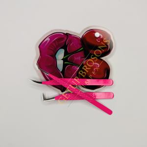 Pince à épiler professionnelle GETUP BROSONS IMPEX en acrylique rose vif, pointe en fibre, Cherry Kiss Tiles, multifonctionnelle, formes variées - Product Image 3