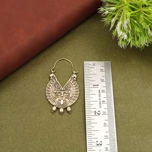 Pendientes de Máscara Tribal de Latón al por Mayor, Pendientes Étnicos Colgantes Chapados en Plata Antigua para Mujer, Joyería de Moda Hecha a Mano OEM - Product Image 2