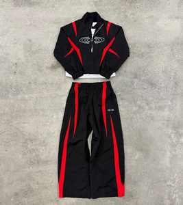 Ensemble veste et pantalon surdimensionné personnalisé Survêtements de sport de jogging avec logo imprimé, cousu et au design streetwear à la mode pour hommes - Product Image 1